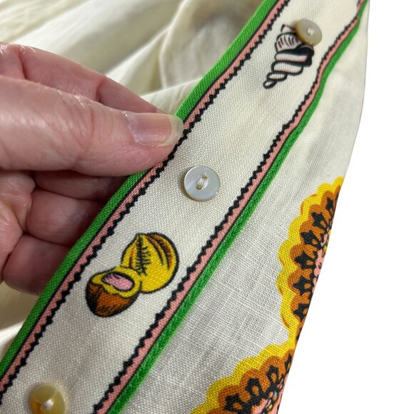 Alemais Womens Size 6 Linen Mini Dress Tropical Mermaid Fish Button Front - Picture 12 of 14